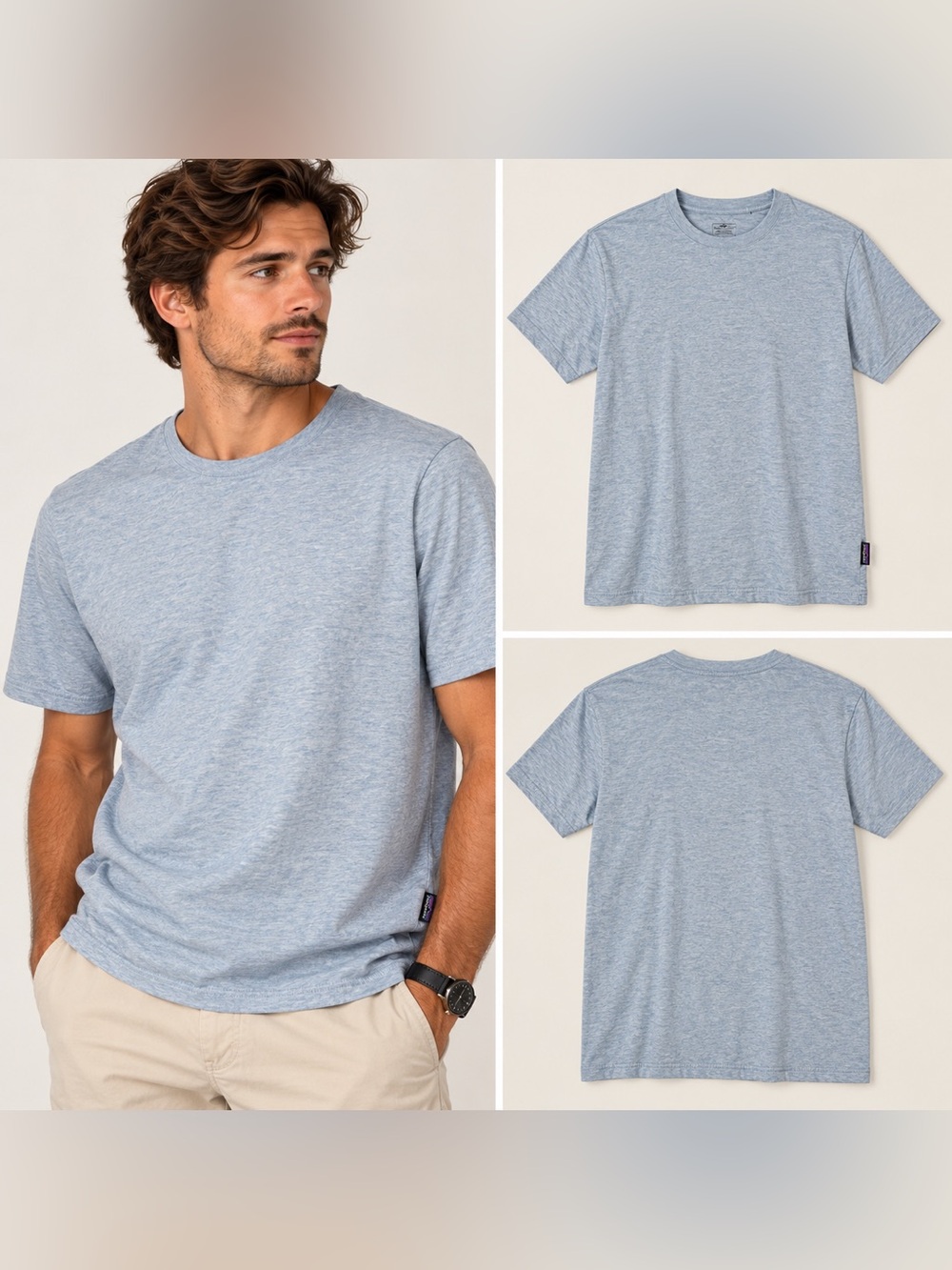 Patagonia Organic Cotton Crewneck T Shirt Light Blue Men’s M